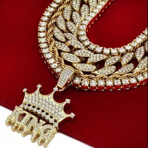 Bundle Necklace KING Pendant, 2 Tennis and Miami
